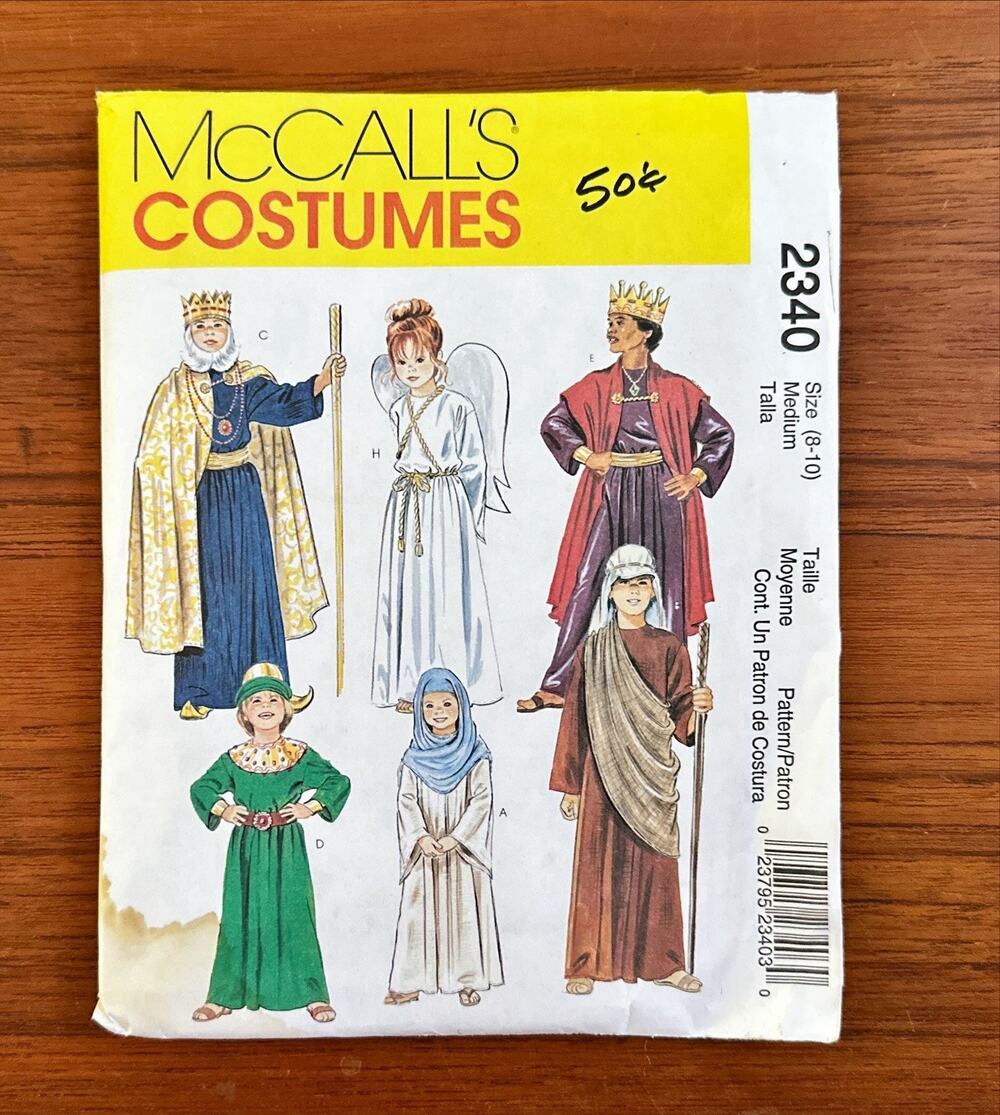 McCALL'S COSTUMES Pattern 2340 UNCUT Size 8-10 Med Robe Halloween Bible Story